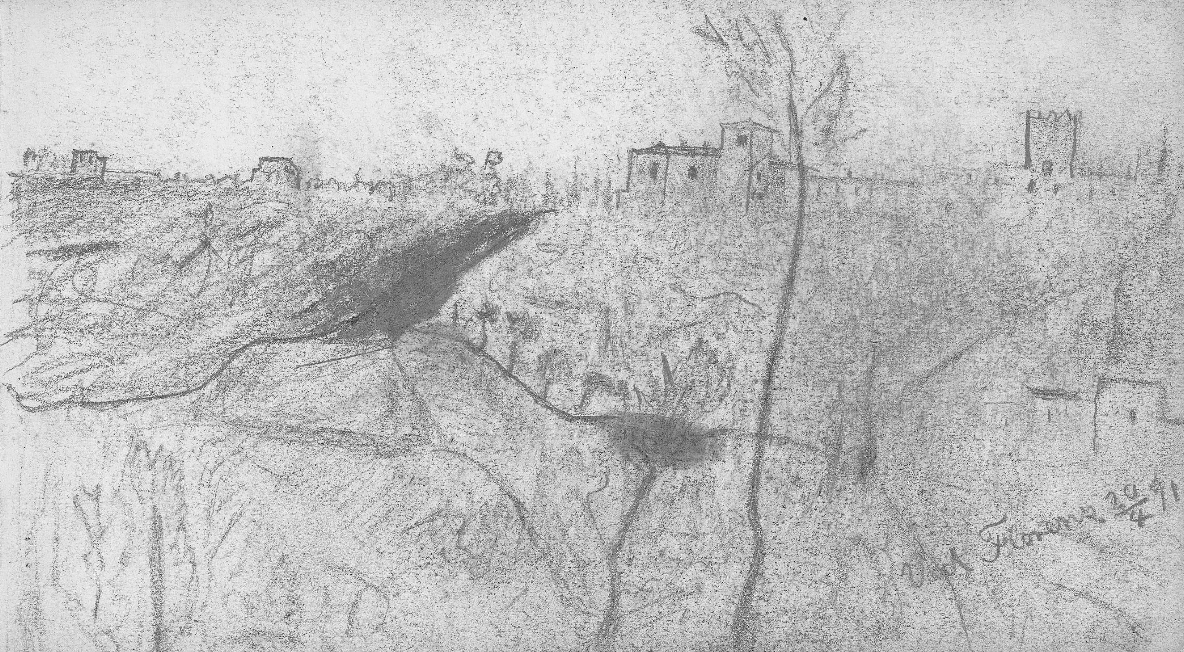 Tegning i Anne Marie Carl-Nielsens skitsebog, Firenze 20.4.1891. (KB, HA, CNA).